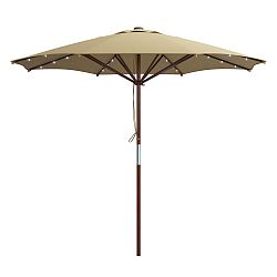 Taupe Patio Umbrella with Solar Power LED Lights