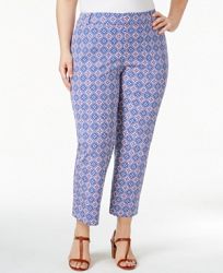 Charter Club Plus Size Newport Tummy-Control Printed Cropped Pants, Created for Macy's