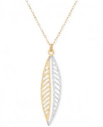 Two-Tone Leaf Drop Pendant Necklace in 10k Gold