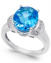 Swiss Blue Topaz (4-9/10 ct. t. w. ) and White Topaz (1/4 ct. t. w. ) Ring in Sterling Silver
