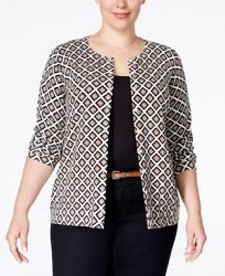 Charter Club Plus Size Printed Cardigan, Only at Macy's
