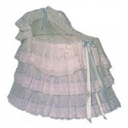 BabyDoll Ribbons and Lace Bassinet Liner/Skirt & Hood/Valance, Blue, 16"x32"