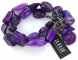 A. N. A 2 Row Beaded Bracelet - Purple / Bracelet
