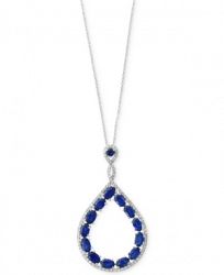Royale Bleu by Effy Sapphire (3-3/4 ct. t. w. ) and Diamond (1/3 ct. t. w. ) Teardrop Pendant Necklace in 14k White Gold