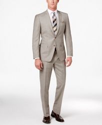 Tallia Men's Slim-Fit Cream Sharkskin Suit