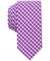Bar Iii Men's Mulberry Check Skinny Tie, Created for Macy's