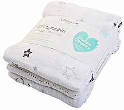 Kelham and Cole Muslin Baby Swaddle Blankets (White/Grey) 3 Pack. Extra Large 47 X 47 Inch Softest and Breathable Gender Neutral Cotton Swaddles - Multipurpose Swaddling and Receiving Blankets by Kelham & Cole