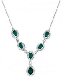 Lab-Created Emerald (2-3/4 ct. t. w. ) and White Sapphire (1-1/2 ct. t. w. ) Lariat Necklace in Sterling Silver