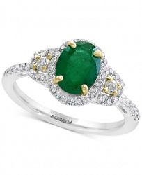 Final Call by Effy Emerald (1-1/8 ct. t. w. ) & Diamond (3/8 ct. t. w. ) Two-Tone Ring in 14k Gold & White Gold