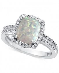 Lab-Created Opal (7/8 ct. t. w. ) and White Sapphire (1-1/3 ct. t. w. ) Ring in Sterling Silver
