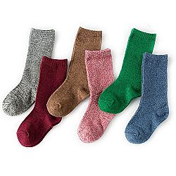 VWU 6 Pairs Boys Girls Over The Calf Socks Solid Color Pile Socks 1-9Y (4-6 years, S1)