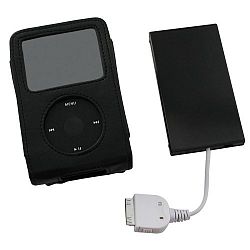 CTA Digital Leather Case with External Battery for iPod 5G, 5.5G (Black)