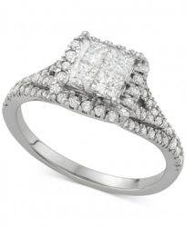 Diamond Quad Halo Engagement Ring (1-1/4 ct. t. w. ) in 14k White Gold
