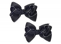 Anna Belen Girls "Ada" Medium Stitched Bow Clip O/S Black (2 Pieces)