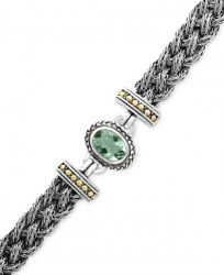 Effy Green Quartz Two-Tone Woven Bracelet (5-3/8 ct. t. w. ) in Sterling Silver and 18k Gold