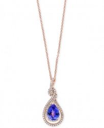 Final Call by Effy Tanzanite (1-1/2 ct. t. w. ) and Diamond (1/4 ct. t. w. ) Pendant Necklace in 14k Rose Gold