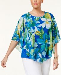 Alfred Dunner Plus Size Corsica Collection Embellished Poncho Top