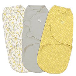 Summer Infant SwaddleMe 3 Pack (SM) Swaddle Set, Grey Yellow Safari