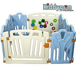 Kiddygem Puzzle and Beep Fun Baby 10 Panels Playpen, Blue