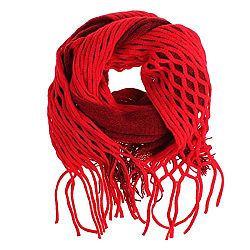 Nsstar Women Winter Warm Crochet Knit Long Tassels Soft Wrap Shawl Scarves Scarf Two Styles Infinity and Straight with 1pcs Free Gift Coffee Cup Mat Color Random (Red)