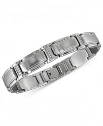 Esquire Men's Jewelry Diamond Link Bracelet (1/10 ct. t. w. ) in Stainless Steel, Created for Macy's