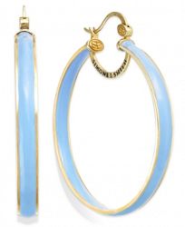Simone I Smith Blue Raspberry Enamel Hoop Earrings in 18k Gold over Sterling Silver (50mm)