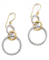14k Gold Earrings, Diamond Accent Triple-Circle Drop Earrings