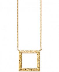 Textured Open Square Pendant Necklace in 14k Gold