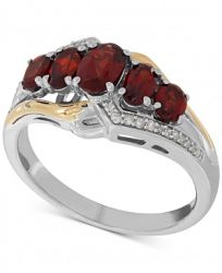 Garnet (1-5/8 ct. t. w. ) and Diamond Accent Ring in Sterling Silver and 14k Gold
