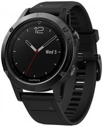 Garmin Men's fenix 5 Multisport Black Silicone Band Smart Watch 47mm