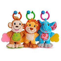 Munchkin Teether Babies Plush Teething Toy, Lion, Elephant and Monkey, 3 Pack