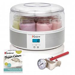 Euro Cuisine, Digital Yogurt Maker With Accessories Kit, White And Stainless Steel, Eu-Ym650k1 Stainless Steel And Clear