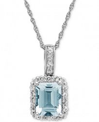 Aquamarine (2-1/10 ct. t. w. ) & White Topaz (5/8 ct. t. w. ) Pendant Necklace in Sterling Silver