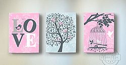 MuralMax - Inspirational Quote - Tree of Life & Birdcage Theme - The Canvas Love Collection - Set of 3 - Size - 8 x 10