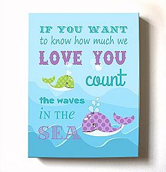 Under The Sea Ocean Whales - Stretched Canvas Nursery Wall Art Decor - If You Want To Know How Much I Love You Rhyme - Baby Gift - High Quality 100% Wooden Frame Construction - Ready To Hang 24X30