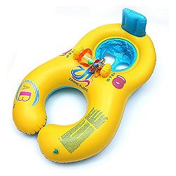 ForuMall Mother Baby Swim Float Soft Inflatable Kids Chair Seat Double Person Swimming Ring Pool Toys (Yellow)