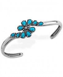 Genuine Turquoise (2-1/2 ct. t. w. ) Cluster Cuff Bracelet in Sterling Silver