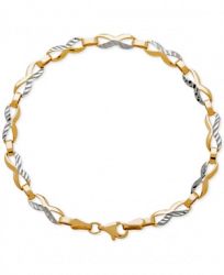 Two-Tone Textured Figure-Eight Link Bracelet in 14k Gold