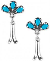 Genuine Turquoise Drop Earrings in Sterling Silver