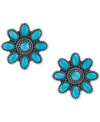 Genuine Turquoise (3-1/8 ct. t. w. ) Flower Stud Earrings in Sterling Silver