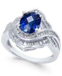 Sapphire (2 ct. t. w. ) and Diamond (3/4 ct. t. w. ) Ring in 14k White Gold