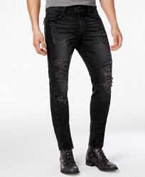 True Religion Men's Ankle-Zip Ripped Skinny Stretch Jeans