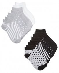 8-Pk. Stripes, Dots & Solids No-Show Socks, Little Girls & Big Girls, Created for Macy's