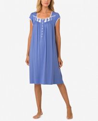 Eileen West Lace-Trimmed Knit Waltz-Length Nightgown