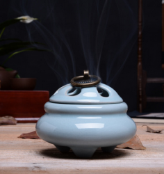 Zen Style Ceramic Incenser Burner - C - Glazed Blue
