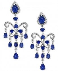 Final Call by Effy Sapphire (7-1/2 ct. t. w. ) & Diamond (5/8 ct. t. w. ) Chandelier Earrings in 14k White Gold