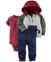 Carter's 3-Pc. Cotton Colorblocked Hoodie, Bodysuit & Pants Set, Baby Boys (0-24 months)