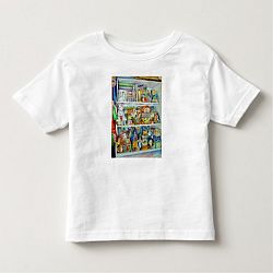 Child's T-Shirt with shelves of Toys & Bunnies