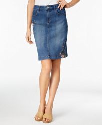 Style & Co Embroidered Denim Skirt, Created for Macy's