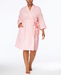 Charter Club Plus Size Waffle-Weave Wrap Robe, Created for Macy's
